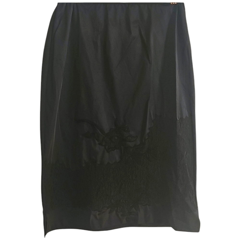 Black Slip or Skirt With Lace Embroidery Detail